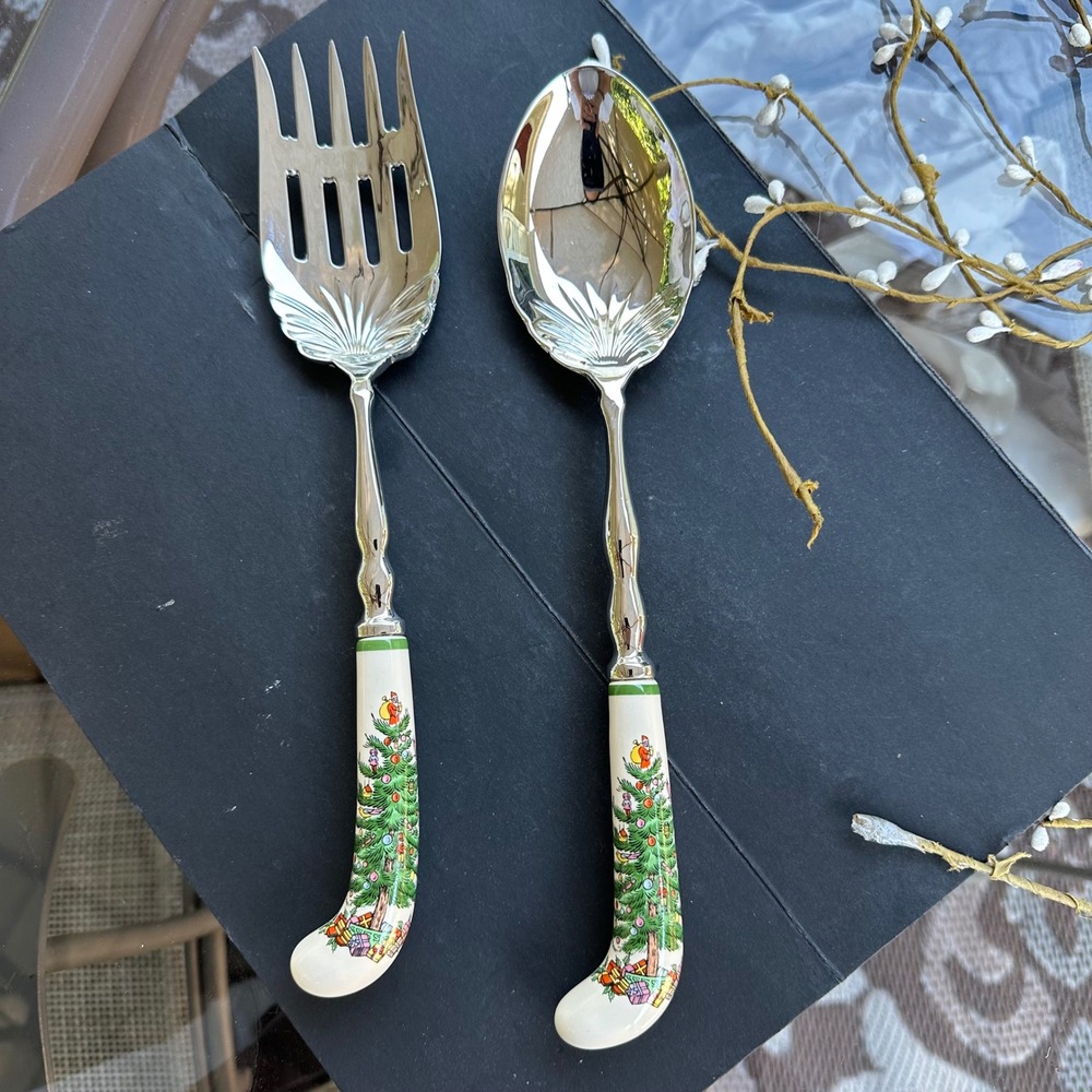 Spode Christmas Tree Cutlery - Serving Utensils Stainless Steel 2 Pc